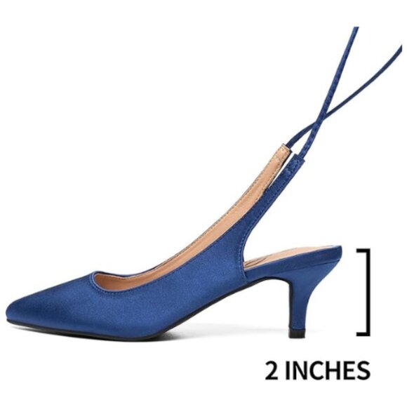 Trary Women's Low Heels Lace Up Kitten Heels for Women Dressy Closed Pointed Toe - Picture 4 of 5